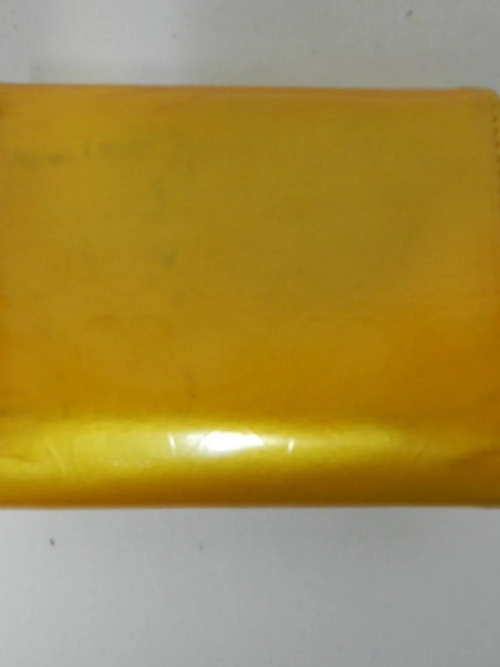 LovCat Heart embossed patent Genuine Leather yellow small tri-fold wallet